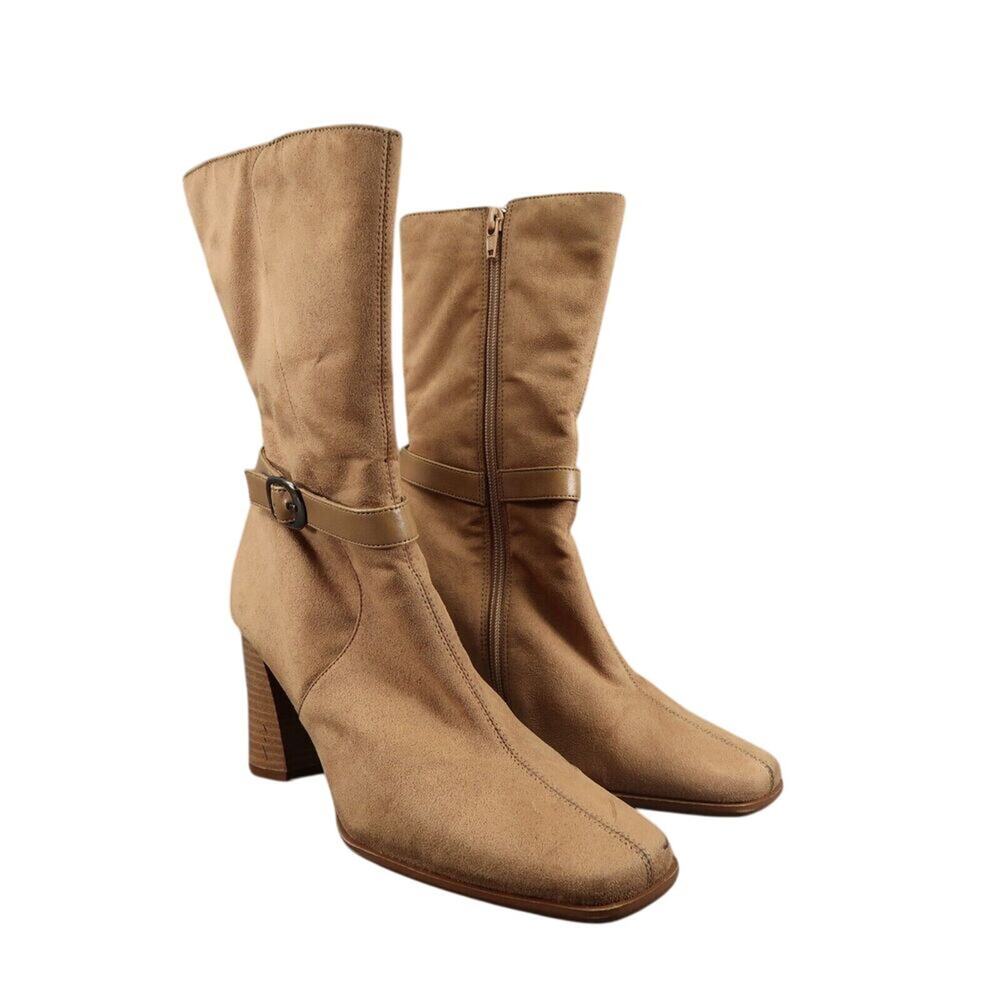 Predictions Shoes Womens 7 Boots Block Heel Fashion Y2k 90s Classic Zip Brown